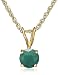 Gold Plated Sterling Silver 6mm Round Emerald Pendant with Light Rope Chain Necklace, 18