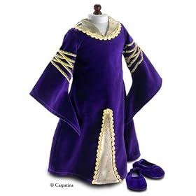 Purple Velvet and Gold Medieval style Princess Dress and Shoes ~ Fits 18 American Girl... by Girlfriends Collection Carpatina Dolls