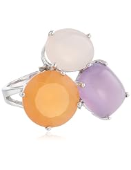 Sterling Silver Multi-color Chalcedony and Diamond Accent Ring, Size 7