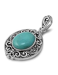 925 Sterling Silver Pendant With Marcasite - Stone:  Turquoise