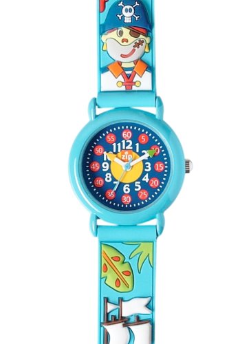 Baby Watch - Montre enfant - Garcon - Zip Pirates - La montre pedagogique - Plastique gomme bleu avec dessins 3D - Avec methode d'apprentissage