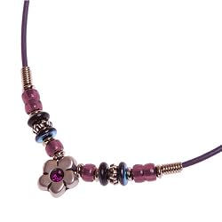 Purple Flower Charm Girls Pendant Necklace -- Made In The USA