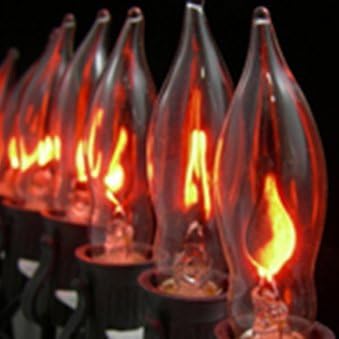 Halloween Flickering Clear Flame Lights - Strand of 10 Bulbs