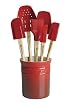 Le Creuset 7-Piece Spatula Set with Crock, Red