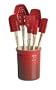 Le Creuset BB20017-67 7-Piece Silicone Spatula Set with Crock, Red