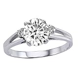 1.24 cttw 10k Gold Genuine White Topaz and Diamond Ring - Yellow Gold