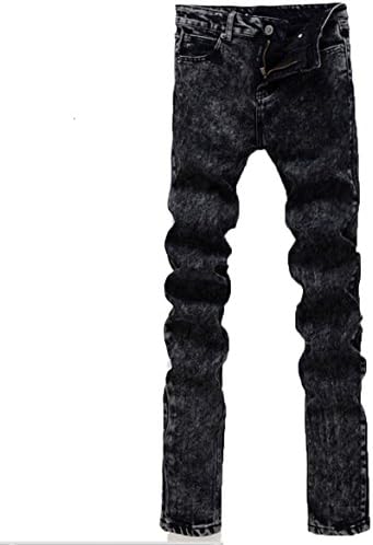 Jenwen Men's Snowflake Male Elastic Skinny Slim Fit Pencil Pants Jeans 31