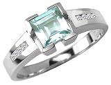 Aquamarine Gemstone Ring with Diamonds in 14K White Gold