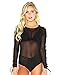 iHeartRaves Women's Black Don't Mesh with Me Sheer Lace Up Bodysuit