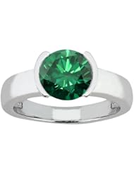 0.80 Ct Round Green SI1/SI2 Diamond 14K White Gold Ring