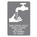Quartet ADA Hygiene Sign, "Employees Must Wash Hands..." Tactile Symbol/Braille, 6 x 9 Inches (4726)