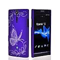 Hartschale Tasche Cover H�lle Case f�r das Sony Xperia S Nozomi HD LT26i inkl. Displayfolie Farfalla Purple