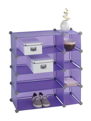 WENKO 2560130100 Steckregalsystem Honey Cube - 4 Etagen, Kunststoff, 75.5 x 82 x 32 cm, lila