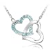 Twinkling Swarovski Crystal Double Heart Pendant Necklace. This Twin Heart Necklace Comes with a Free Jewelry Gift Box. The Perfect Gift for Birthday, Graduation, Anniversary... (Sea Blue)