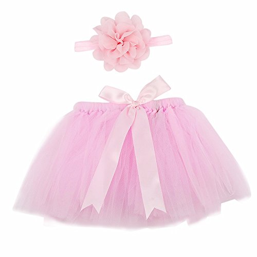 Voberry® Newborn Baby Girls Photo Prop Outfits Tutu Skirt with Elastic Headband (Pink)