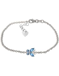 14k White Gold Blue Topaz Butterfly Bracelet