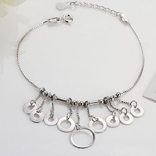 DYCAREFELL 925 Sterling Silver Bohemian Circle Women Chain Ankle Bracelet Barefoot Sandal Beach Foot Jewelry,Prevent Allergies, Prevent Fade, Hholiday Gifts, Women's Jewelry