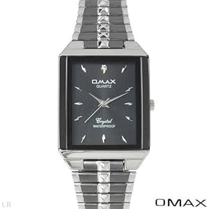 Omax Quartz WaterProof Men Watches Two Tone Black N Silver Stainless Steel Band Black Dial