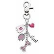 Pink Crystal Dog Bone Handbag Charm Keychain