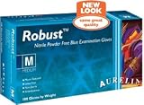 Aurelia��� Robust��� Nitrile (Non Latex) Powder Free Textured Examination Gloves, large, 100 g