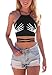Grace's Secret Women's Cartoon Print Crop Tops for Women Crisscross Lace Up Cropped Halter Top,Skull Finger,One Size