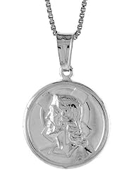 Sterling Silver Jesus Medal, Made in Italy. 3/4 (18 mm) in Diameter.