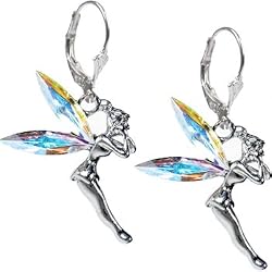 Silver Tone Aurora Cubic Zirconia Fairy Earrings