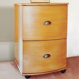 BOW FRONTED STORAGE FILING CABINET 2 DRAWER LIGHT OAK