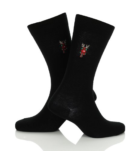 Cotton Rich Embroidered Reindeer Socks