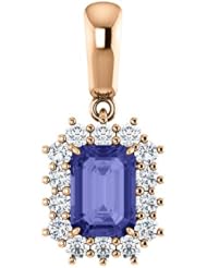 10K Rose Gold 7.00x5.00mm Emerald Cut Tanzanite and Diamond Pendant -- LIFETIME WARRANTY