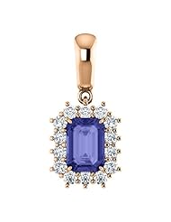 14K Rose Gold 7.00x5.00mm Emerald Cut Tanzanite and Diamond Pendant -- LIFETIME WARRANTY
