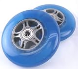 Set of 2 Blue Kick Scooter 100 mm Replacement Wheels w Bearings