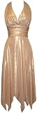 410lSnFLfXL. SL160  Stretch Halter Dress Fairy Hem Prom Formal Holiday Party Gown, Large, Gold