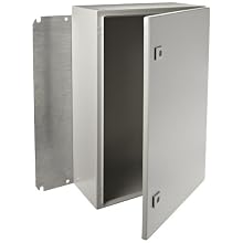 Rittal 8017545 Light Grey 16 Gauge Steel Single Door Hinge Cover Wallmount Enclosure, 16" Width x 24" Height x 8" Depth