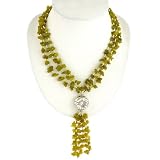 EXP Handmade Green Jade Lariat Necklace With Etched Silver Accent Bead