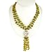 EXP Handmade Green Jade Lariat Necklace With Etched Silver Accent Bead
