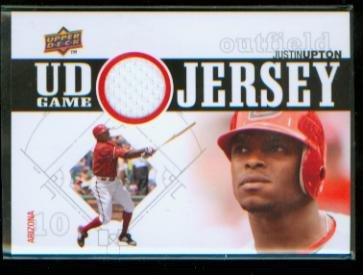 Justin Upton 2010 Upper Deck Baseball UD Game Worn Jersey Card #UDGJ-UP / Arizona Diamondbacks D'Backs