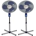 Ventilator 40 cm Standventilator 3 Stufen mit Oszillation und Licht  2er Pack