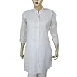 Top Summer White Dress for Women Cotton Kurti Embroidery Size L