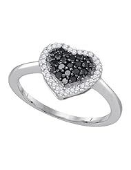 0.33CTW BLACK DIAMOND HEART RING