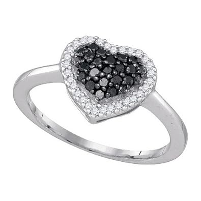 Cheap Girls Jewelry 0.33CTW BLACK DIAMOND HEART RING For Sale
