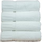 Luxury Hotel & Spa Towel 100% Genuine Turkish Cotton Piano (WHITE, Bath Towel  - Set of 4)