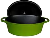 Paylesscookware Enamel Cast Iron Grass Green Oval Dutch Oven 7 Qt.