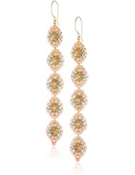 Miguel Ases Long Drop Pink Coral Drop Earrings