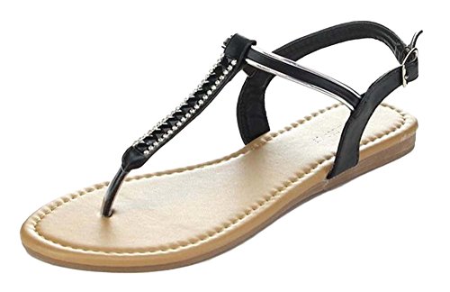 Top Moda Yt-47 Womens Flat Thong Buckle Sling Back Sandals
