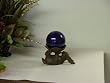Purple Stainless Steel Gazing Globe and Cast Iron Bunny Stand (4 inch)