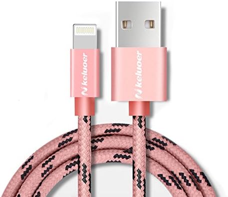 Keluoer Lightning Cable Apple iPhone Charger Charging USB Cable - for iPhone 6S Plus 6 Plus SE 5S 5C 5,iPhone 7/7Plus iPad 2 3 4 Mini, iPad Pro Air 2, iPod - 3ft/1m (Rose Gold)