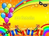 Wallmonkeys Peel and Stick Wall Decals - Colourful Carnival Party Card - 18W x 14H Removable Graphic