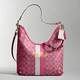 COACH HERITAGE STRIPE SIGN PINK CONVERTIBLE HOBO 13193