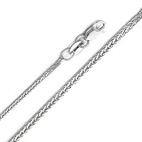 14K White Gold 0.8mm Braided Square Wheat Chain Necklace with Lobster Claw Clasp
